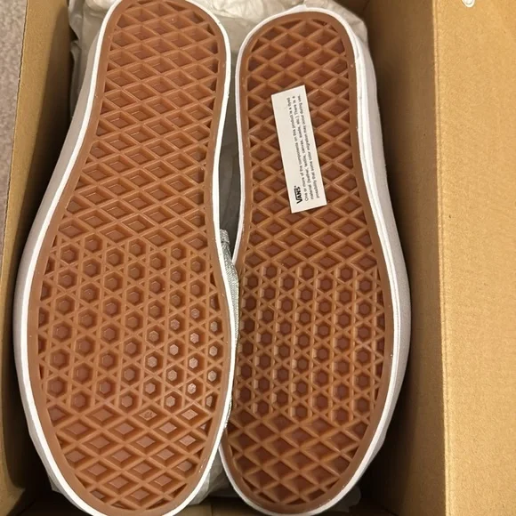 Vans Women's White and Silver Sneakers - Picture 7 of 9